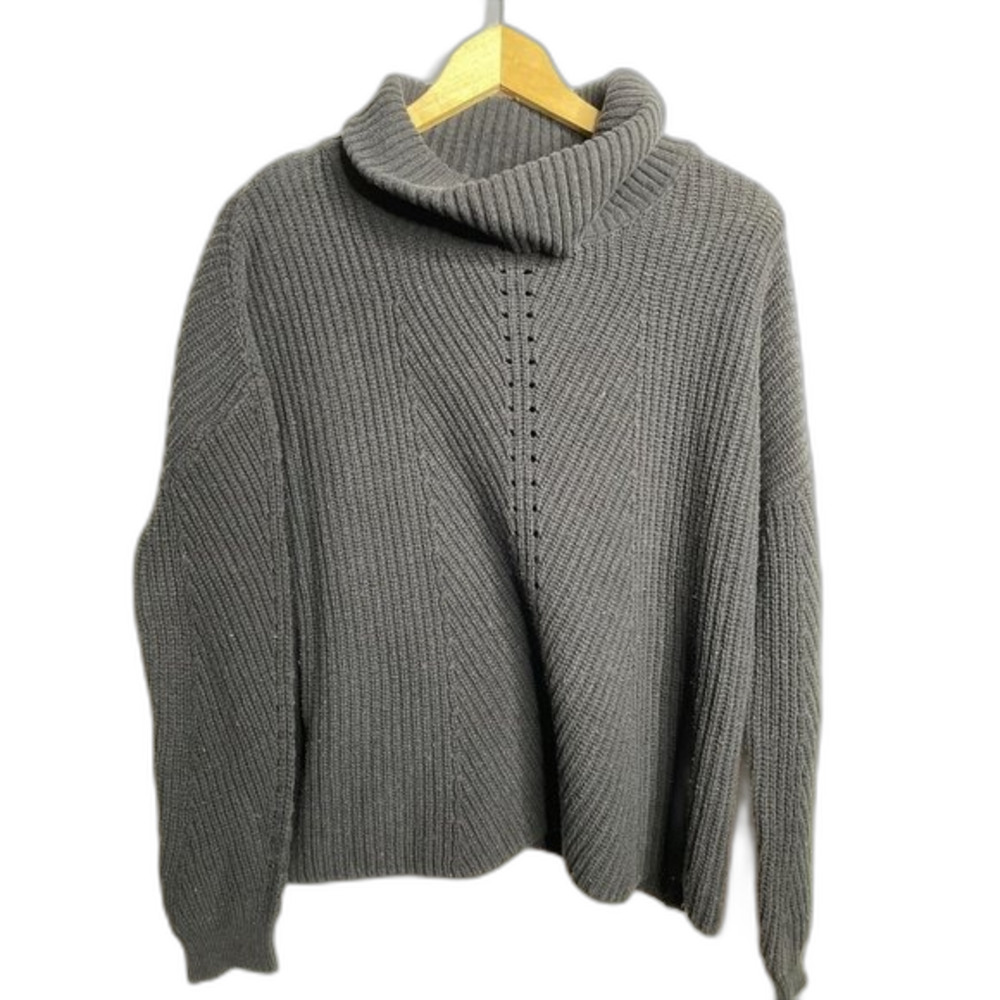 Philomena Petti Women sz Large Black ribbed knit Turtleneck Sweater Chunky